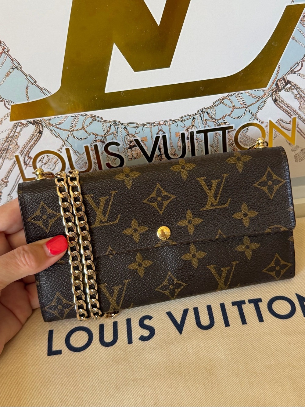 Louis Vuitton Authentic Monogram Sarah Long Wallet on Chain - Picture 14 of 16